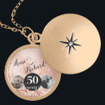 2 Photo Then and Now ANY YEAR Wedding Anniversary Gold Plated Necklace<br><div class="desc">2 Photo Then and Now ANY YEAR Wedding Anniversary</div>