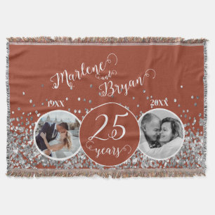 2 Photo "Then and Now" Silver Wedding Anniversary  Throw Blanket