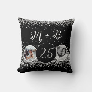 2 Photo Then and Now Wedding Anniversary Cushion