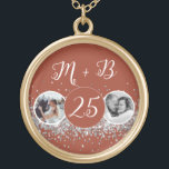 2 Photo Then and Now Wedding Anniversary Gold Plated Necklace<br><div class="desc">2 Photo Then and Now Wedding Anniversary</div>