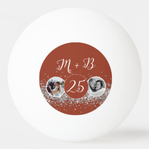 2 Photo Then and Now Wedding Anniversary Ping Pong Ball