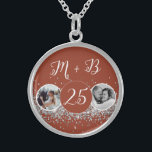 2 Photo Then and Now Wedding Anniversary Sterling Silver Necklace<br><div class="desc">2 Photo Then and Now Wedding Anniversary</div>