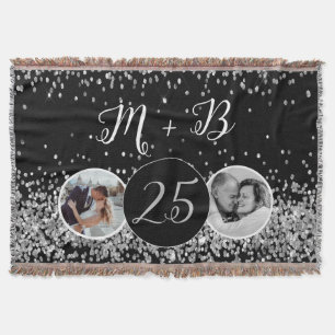 2 Photo Then and Now Wedding Anniversary Throw Blanket