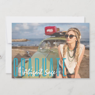 2 Photo Trendy Modern Beach Ver 3 Graduation Invitation
