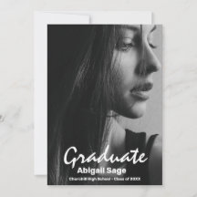 2 Photo Trendy Modern White Text Graduation