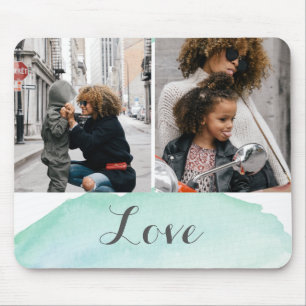 2 Photo Turquoise Watercolor Mouse Mat