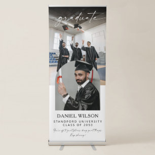 2 Photo Vertical Graduation Party  Retractable Banner
