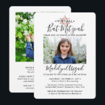 2 Photo Virtual Bat Mitzvah Modern Pink Rose Gold Invitation<br><div class="desc">Whether friends and family are practicing social distancing or just live far away, connect with them online with a virtual bat mitzvah ceremony and drive-by celebration. This stylish modern invitation makes it possible to share 2 photos and invite guests to a long distance online event via livestreaming. All text is...</div>
