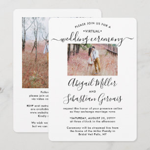 2 Photo Virtual Wedding Livestream Long Distance Invitation