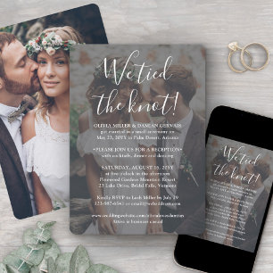 2 Photo We Tied the Knot Wedding Reception White Invitation