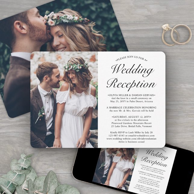 2 Photo Wedding Reception Elegant Elopement Party Invitation (Creator Uploaded)