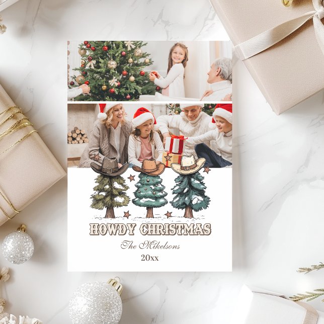 2 photo Western Howdy Christmas Holiday Card (Creator Uploaded)