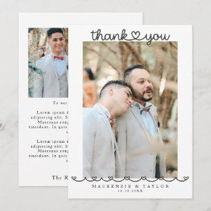 2 Photographs Personalised Gay Wedding Message Thank You Card