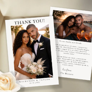 2 Photographs Personalised Wedding With Message Thank You Card