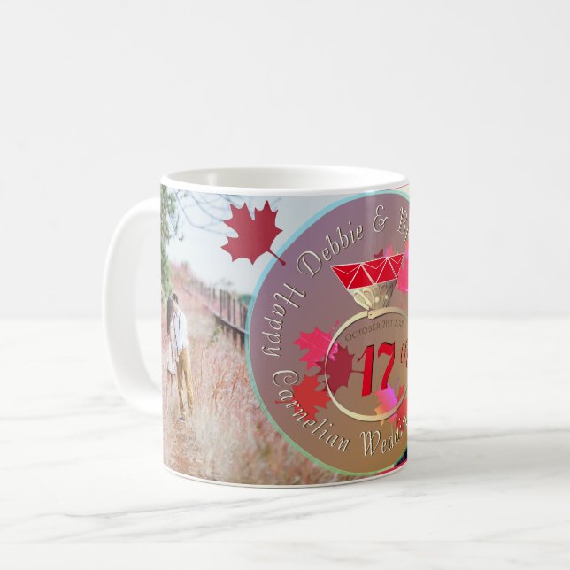 2 Photos 17th Wedding Anniversary  Coffee Mug (Front Left)
