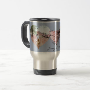 2 Photos 7th Wedding Anniversary Copper Heart  Travel Mug