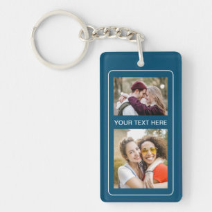 2 Photos And Initials Acrylic Keychain