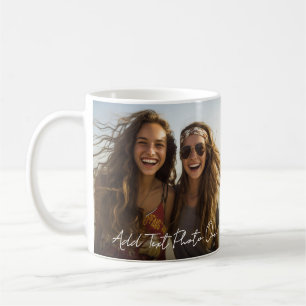 2 Photos and Minimal Script Text Overlay Coffee Mug
