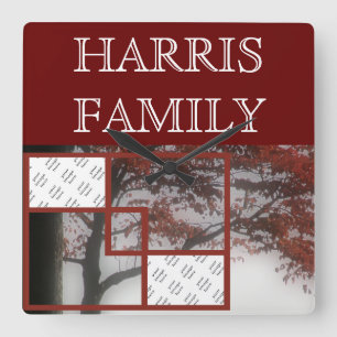 2 Photos Autumn Red Tree Personalised Wall Clock