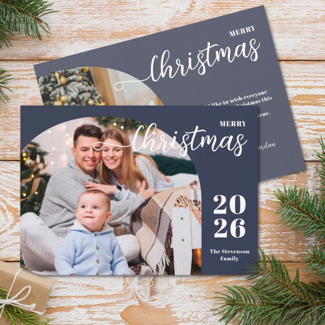 2 photos Christmas arch modern minimalist Holiday Card (Creator Uploaded)