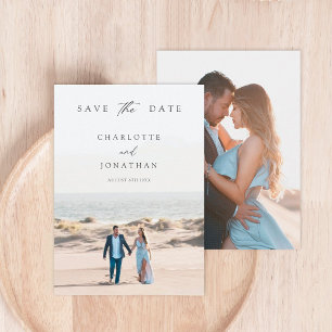 2 Photos Classic Elegant Hand Written Wedding Save The Date