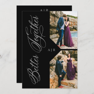 2 Photos Collage Silver Whimsical Luxury Modern Invitation