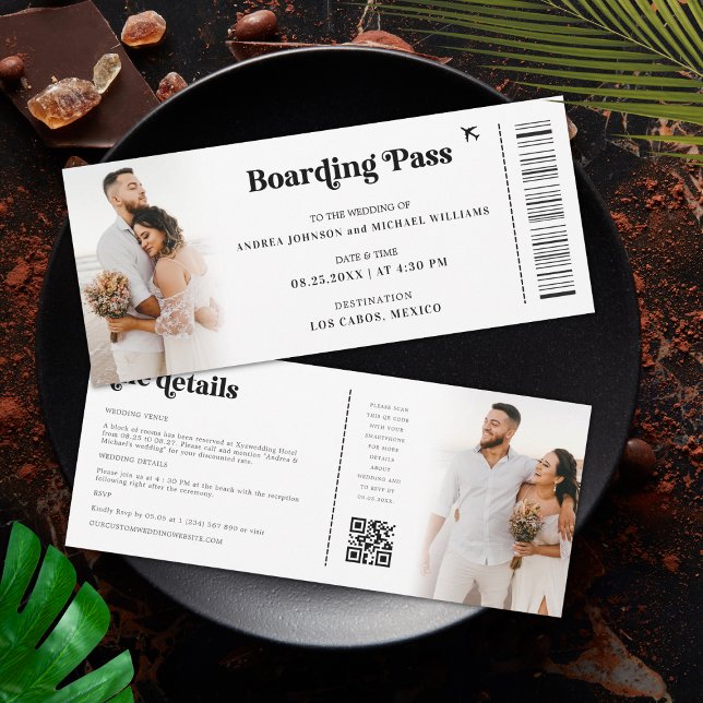 2 Photos Destination Ticket Boarding Pass Wedding Invitation (Creator Uploaded)