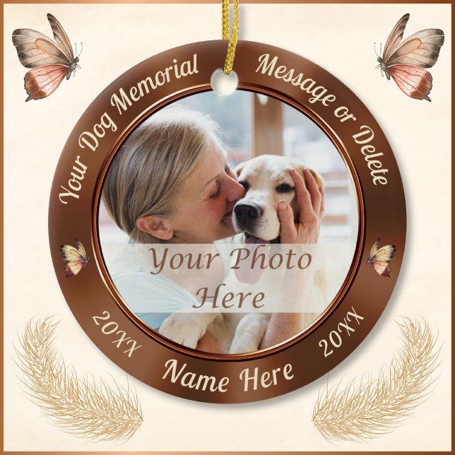 2 Photos, Dog Memorial Christmas Tree Ornaments (Dog Photo Memorial Ornament.  Two Photos and Personalized Dog Memorial Ornament. Loss of Dog Gits.)
