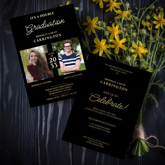 2 Photos Double Twins Graduation Real Golden Black (Creator Uploaded)