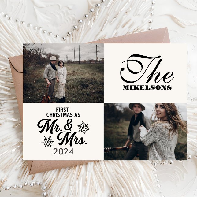 2 Photos First Christmas as Mr and Mrs Holiday Card (Creator Uploaded)