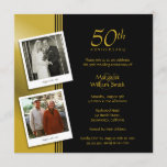 2 Photos Golden 50th Wedding Anniversary Party Invitation<br><div class="desc">2 Photos Golden 50th Wedding Anniversary Party invitations. The design is clean and classic with gold and black colours. Has 2 photos of the celebrating couple - now and then on their wedding day. Personalise the name, date, and details for your Golden wedding anniversary or any other anniversary celebration. Can...</div>