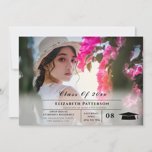 2 Photos Graduation simple elegant Script Invitation (Front)