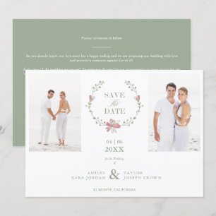 2 Photos Green Floral Collage Wedding Covid19