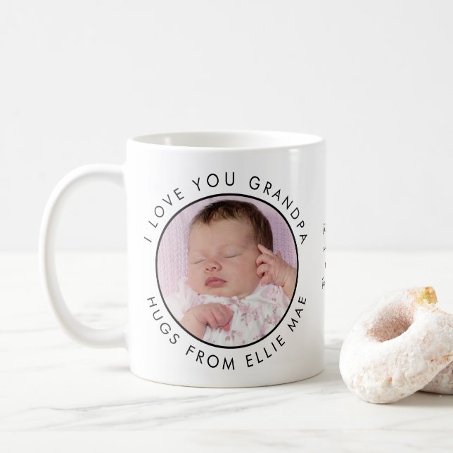 2 Photos I Love You Grandpa Name Message Coffee Mug (With Donut)