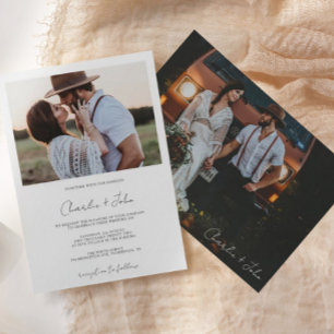 2 Photos Modern Script Wedding Invitation