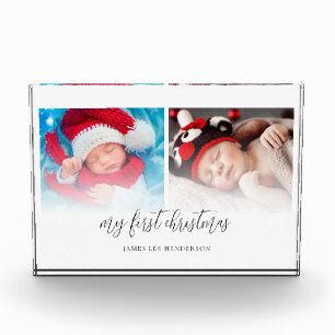 2 Photos Newborn My First Christmas Photo Block