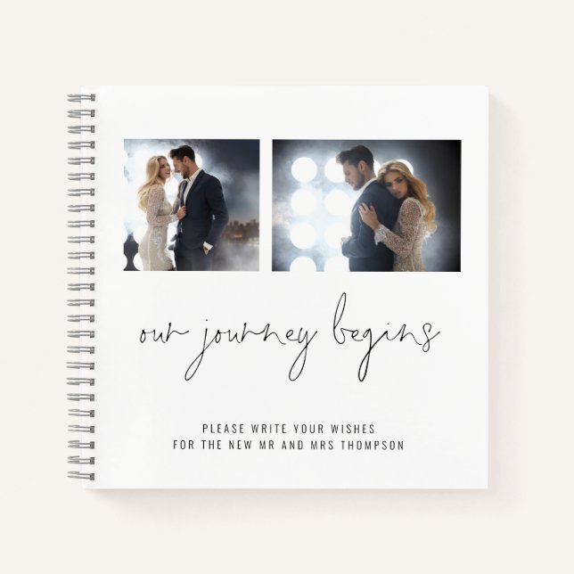 2 photos Our Journey Begins Wedding Guest Book (Front)