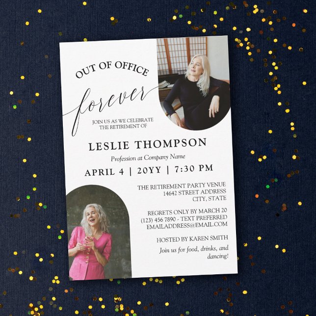 2 Photos Out of Office Forever Retirement Party Invitation (Creator Uploaded)