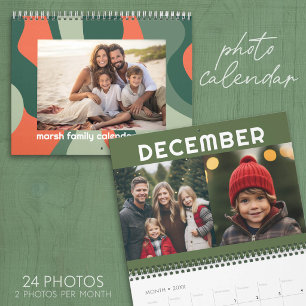 2 Photos Per Month Modern Organic Abstract Art Calendar