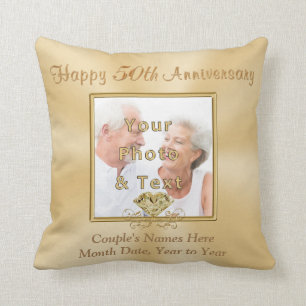 2 Photos Personalised 50th Anniversary Gifts Cushion