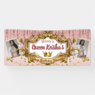  2 Photos Royalty Pink Rose Gold Glitter Drip Banner