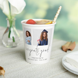 2 Photos Script Congrats Grad Thanks Paper Cups