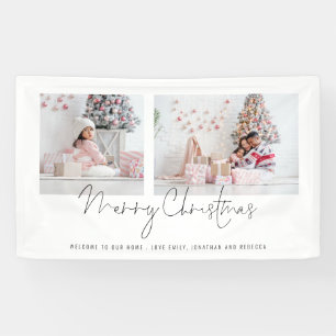 2 Photos Script Welcome Names Merry Christmas Banner