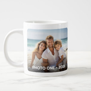 2 Photos - Trendy Minimal Design with Year Large Coffee Mug