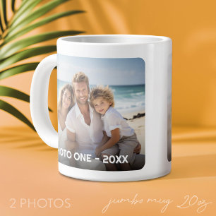 2 Photos - Trendy Minimal Design with Year Large Coffee Mug