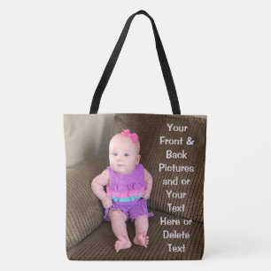 2 Pictures and Your Text on Personalised Tote Bags