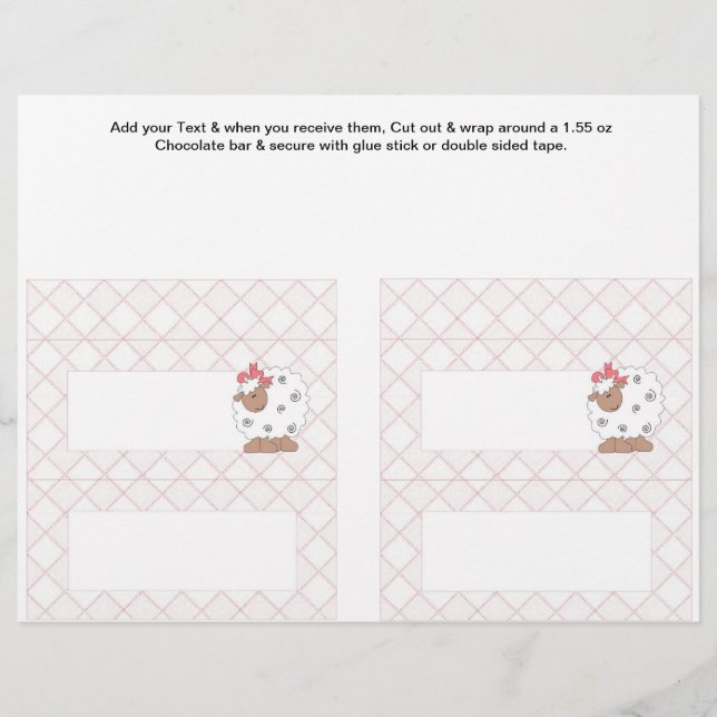2 Pink Baby Shower Favour Custom Candy Bar Wrapper (Front)
