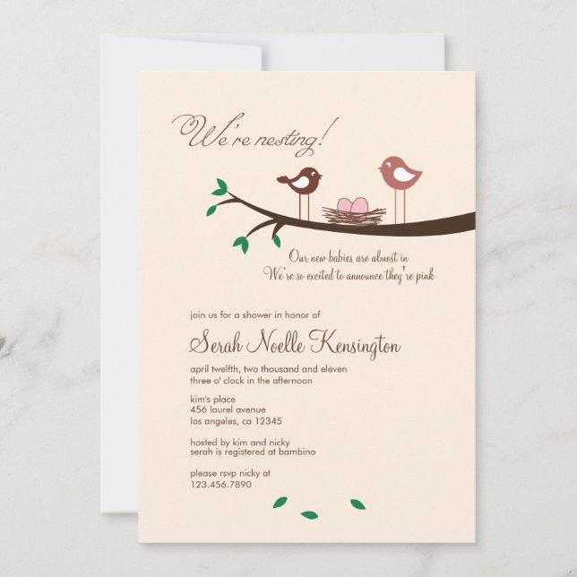 2 Pink Eggs Twin Girls Baby Shower Invitation (Front)