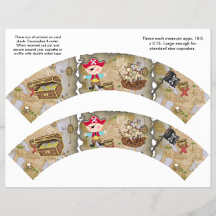 2 Pirate Theme Custom Cupcake Wrappers
