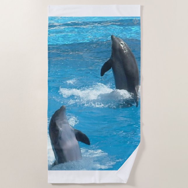 2 Playful Dolphins Beach Towel (Front)